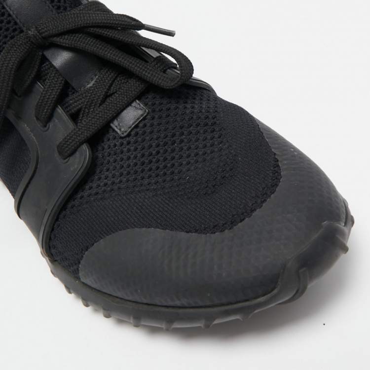 Pre Owned Moncler Black Neoprene And Rubber  Emilien Lace-Up Sneakers Size 42