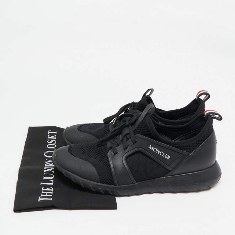 Pre Owned Moncler Black Neoprene And Rubber  Emilien Lace-Up Sneakers Size 42