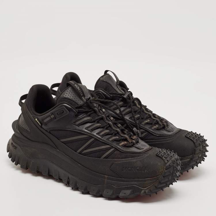 Pre Owned Moncler Black Canvas and Leather Trailgrip GTX Sneakers Size 45