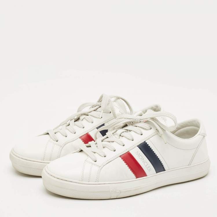 Pre Owned Moncler White Leather New Monaco Sneakers Size 42