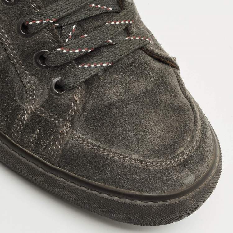 Pre Owned Moncler Lyon Size 43 Grey Suede High Top Sneakers