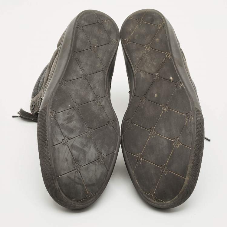 Pre Owned Moncler Lyon Size 43 Grey Suede High Top Sneakers