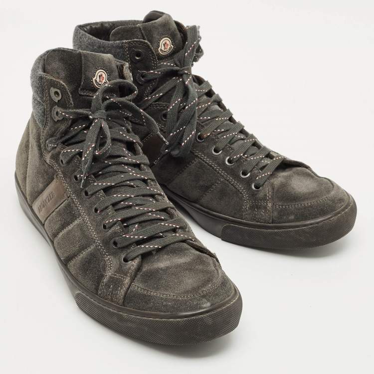 Pre Owned Moncler Lyon Size 43 Grey Suede High Top Sneakers