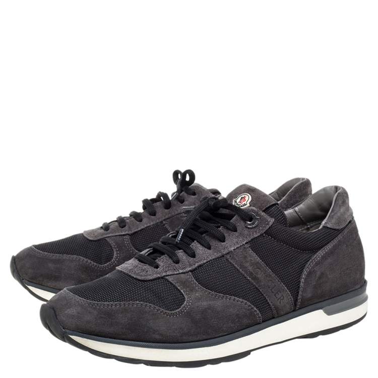 Pre Owned Moncler Black Mesh and Suede Lace Up Sneakers Size 42