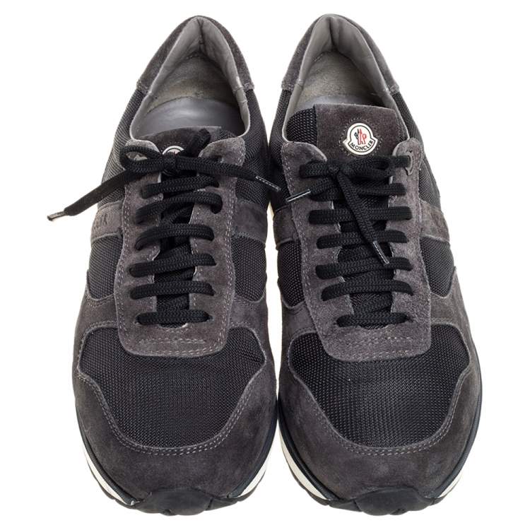 Pre Owned Moncler Black Mesh and Suede Lace Up Sneakers Size 42