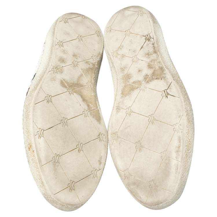 Pre Owned Moncler White Woven Leather Joseph Low Top Sneakers Size 44