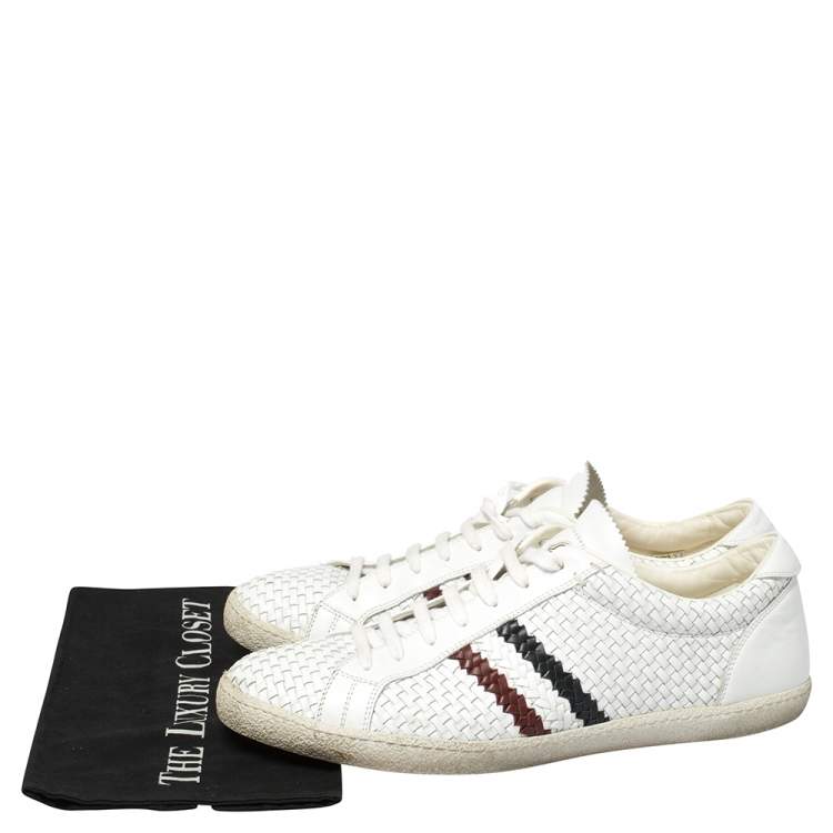 Pre Owned Moncler White Woven Leather Joseph Low Top Sneakers Size 44