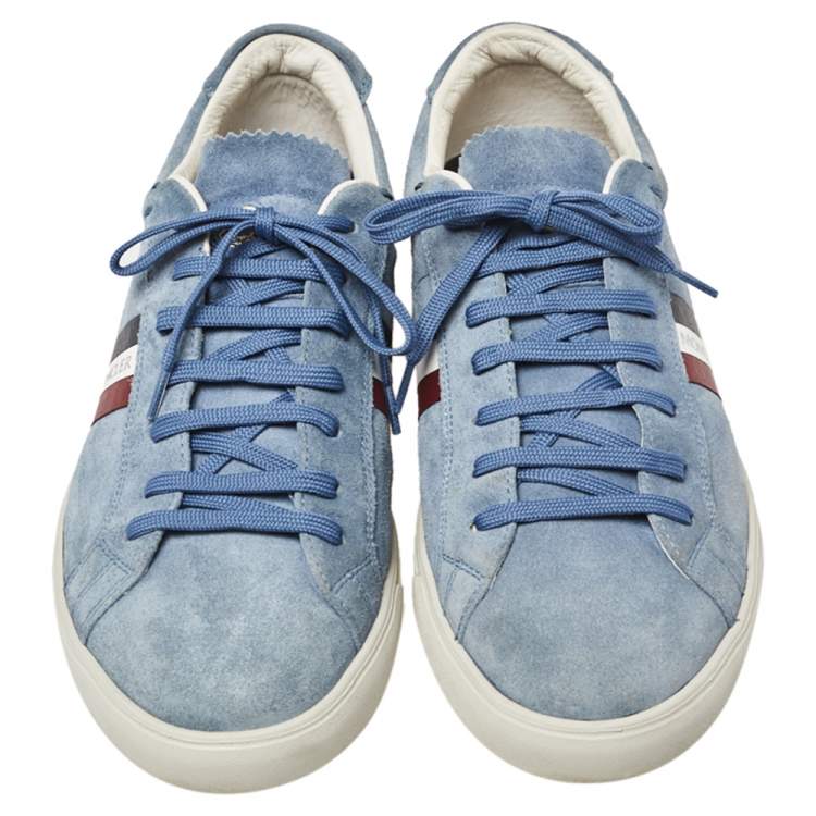 Pre Owned Moncler La Monaco Blue Suede Low Top Sneakers Size 43