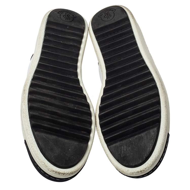 Pre Owned Moncler Black/White Leather Low Top Sneakers Size 42