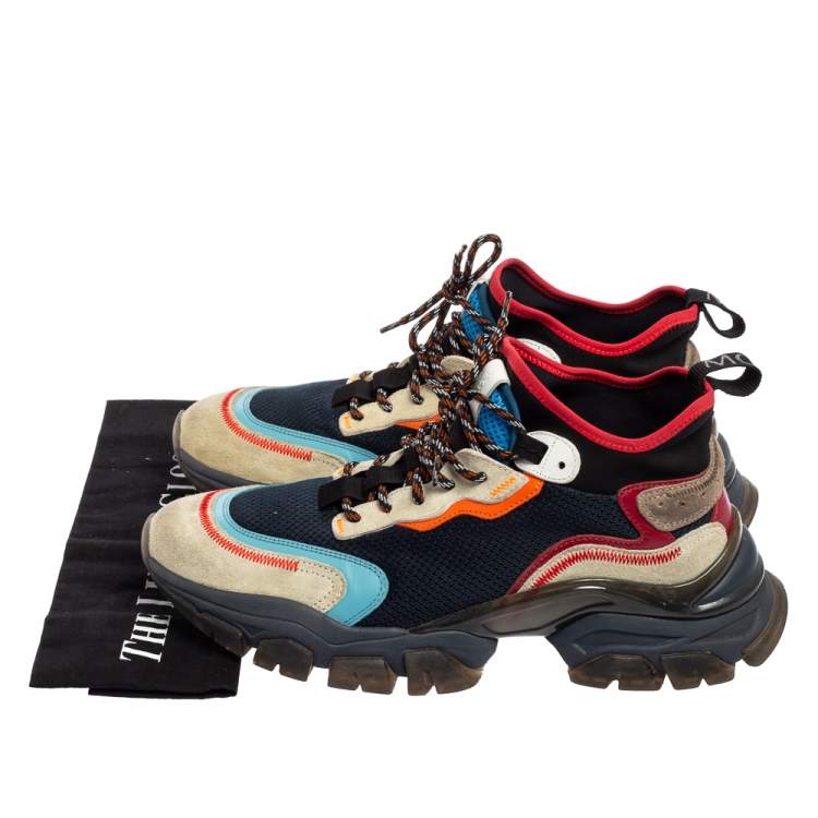 Pre Owned Moncler Multicolor Suede And Fabric No Trace Sneakers Size 42
