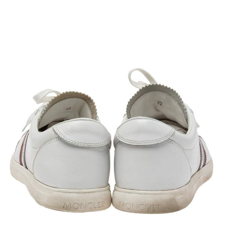 Pre Owned Moncler White Leather Low Top Sneakers Size 42