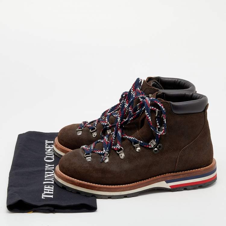 Pre Owned Moncler Brown Suede Ankle Length Boots Size 41