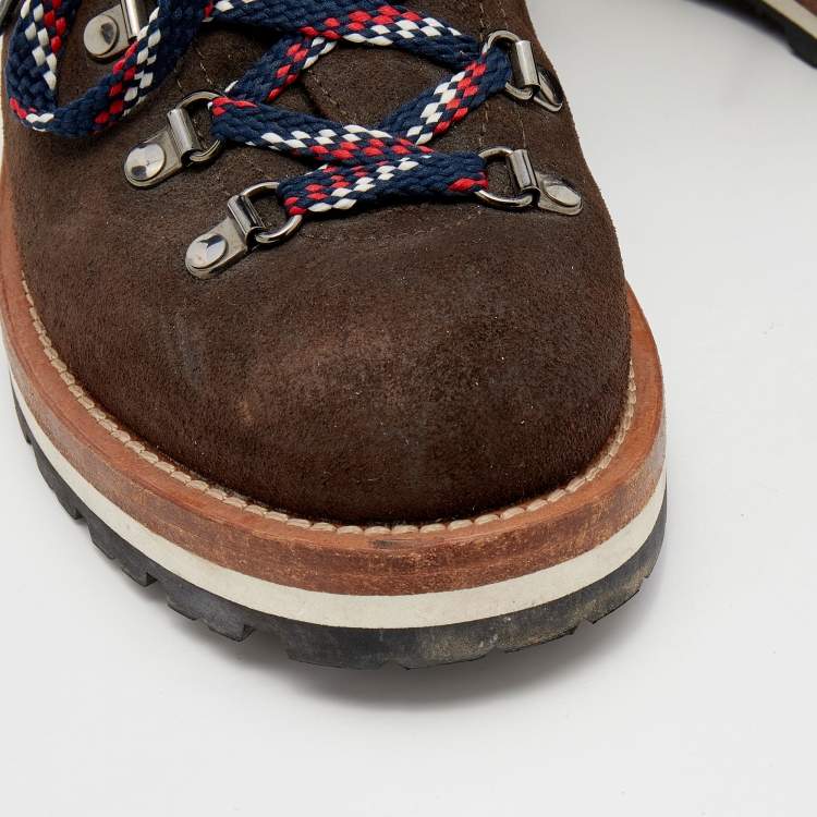 Pre Owned Moncler Brown Suede Ankle Length Boots Size 41