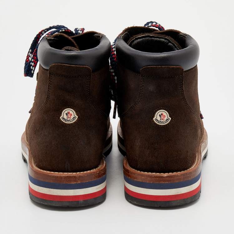 Pre Owned Moncler Brown Suede Ankle Length Boots Size 41