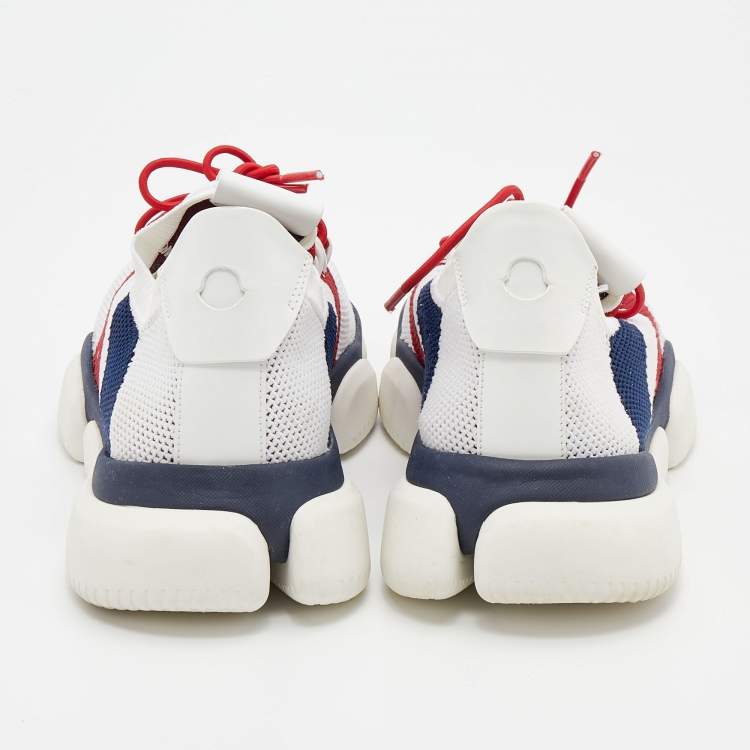 Pre Owned Moncler White Stretch Knit Bubble Low Top Sneakers Size 43