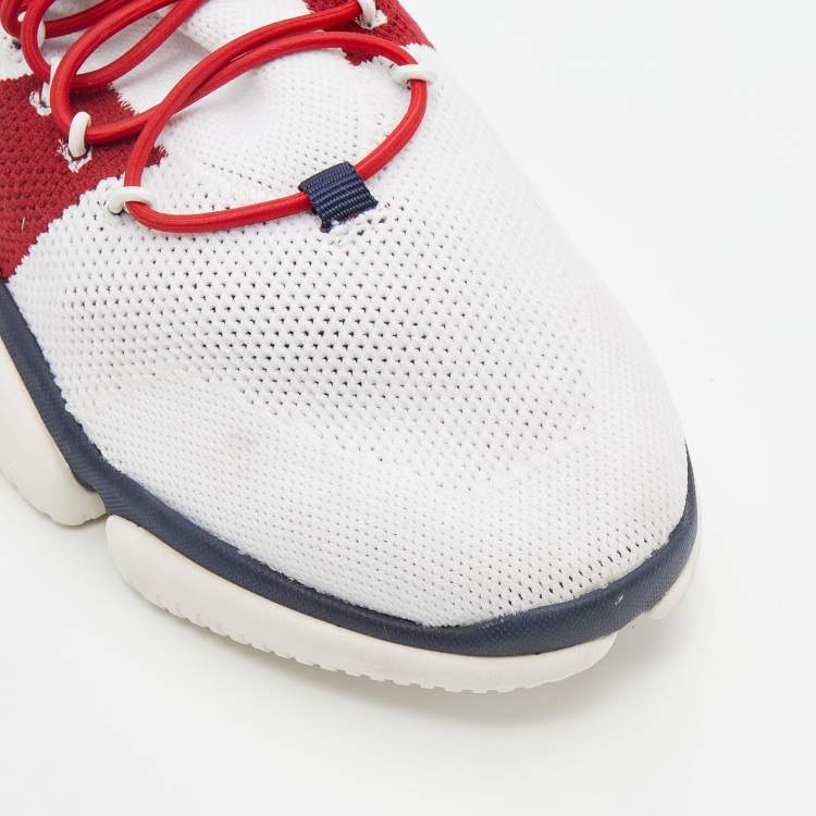 Pre Owned Moncler White Stretch Knit Bubble Low Top Sneakers Size 43