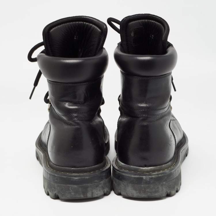 Pre Owned Moncler Black Lace Up Ankle Boots Size 42