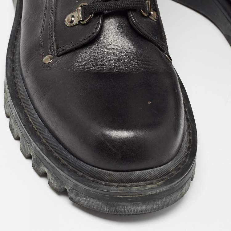 Pre Owned Moncler Black Lace Up Ankle Boots Size 42