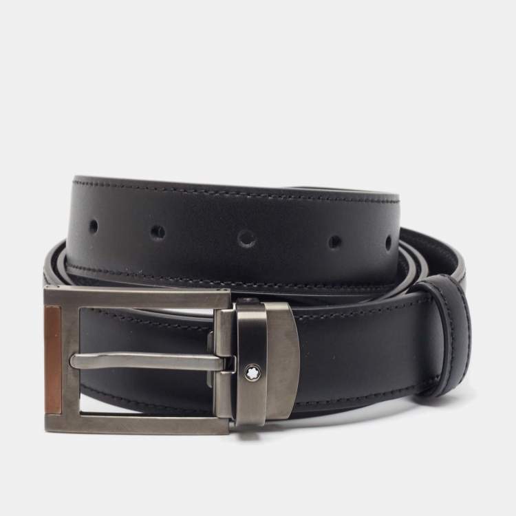 Pre Owned Montblanc Black Leather Meisterstuck Cut to Size Buckle Belt