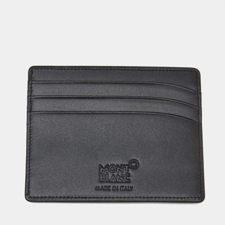 Pre Owned Montblanc Black Meisterstuck Classique Resin Leather Gold Tone Pen Card Holder Set
