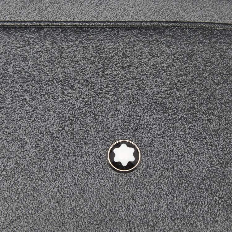 Pre Owned Montblanc Black Meisterstuck Classique Resin Leather Gold Tone Pen Card Holder Set