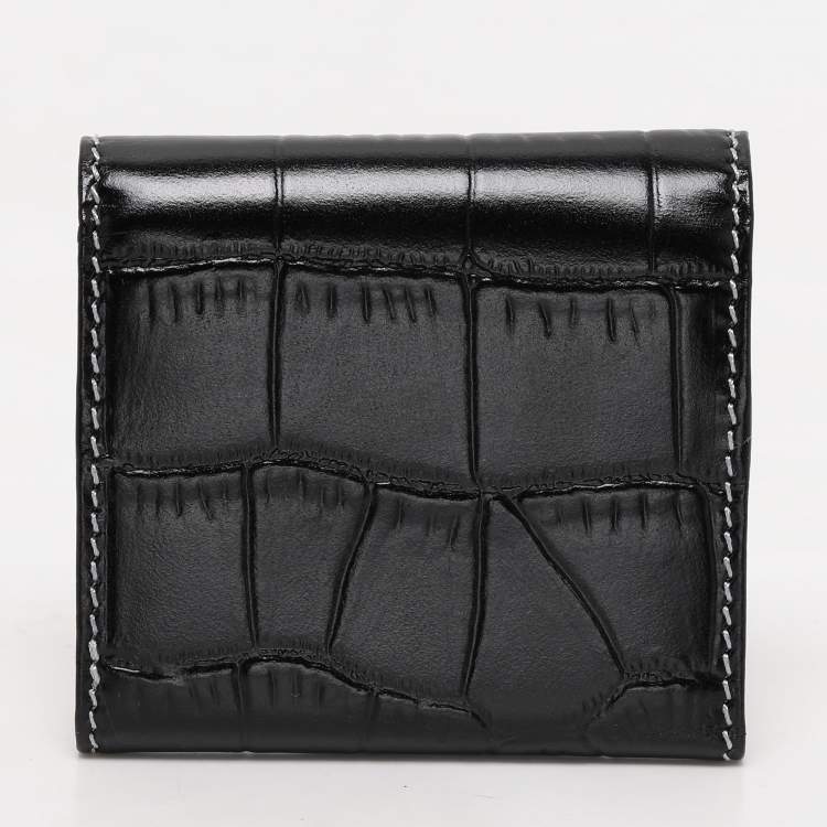 Pre Owned Montblanc Black Croc Embossed Leather Key Chain Holder