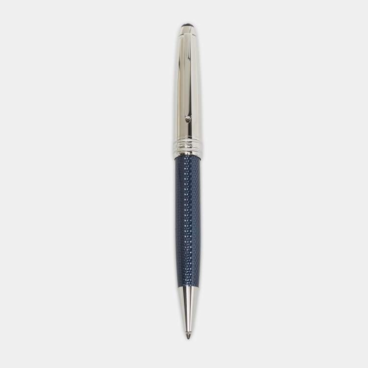 Pre Owned Montblanc  Meisterstuck Solitaire Doué Blue Hour Lacquer Silver Tone Classique Ballpoint Pen
