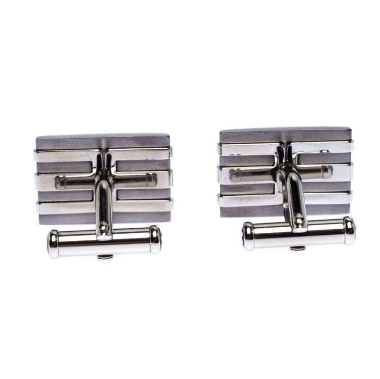 Pre Owned Montblanc Meisterstuck Stainless Steel & Tantalum Rectangular Cufflinks