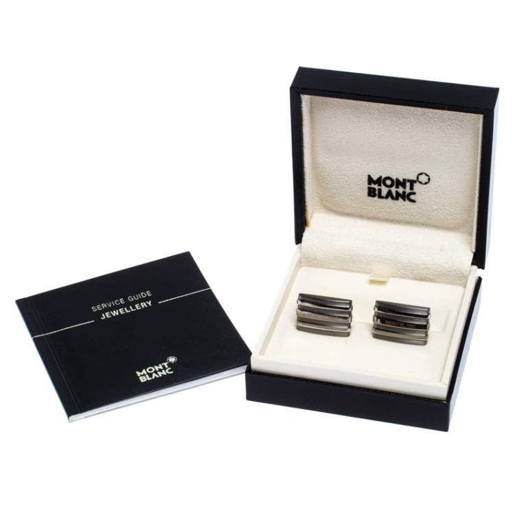 Pre Owned Montblanc Meisterstuck Stainless Steel & Tantalum Rectangular Cufflinks