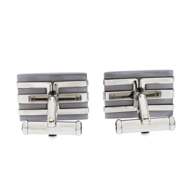 Pre Owned Montblanc Meisterstuck Stainless Steel & Tantalum Rectangular Cufflinks