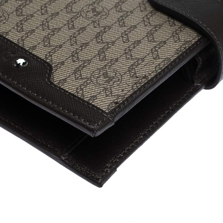 Pre Owned Montblanc Brown Monogram Coated Canvas Agenda Organizer