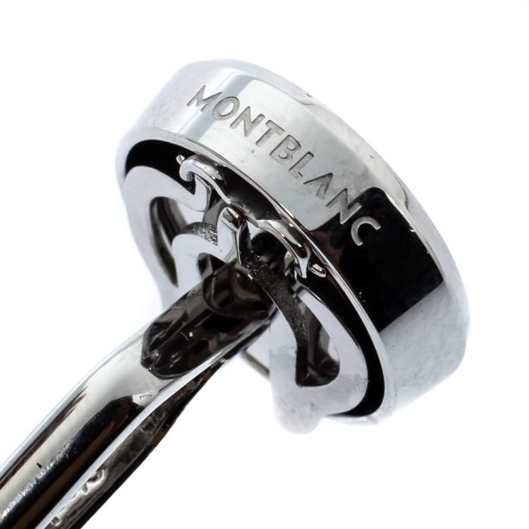 Pre Owned Montblanc Silver Tone Onyx Cufflinks & Button Covers