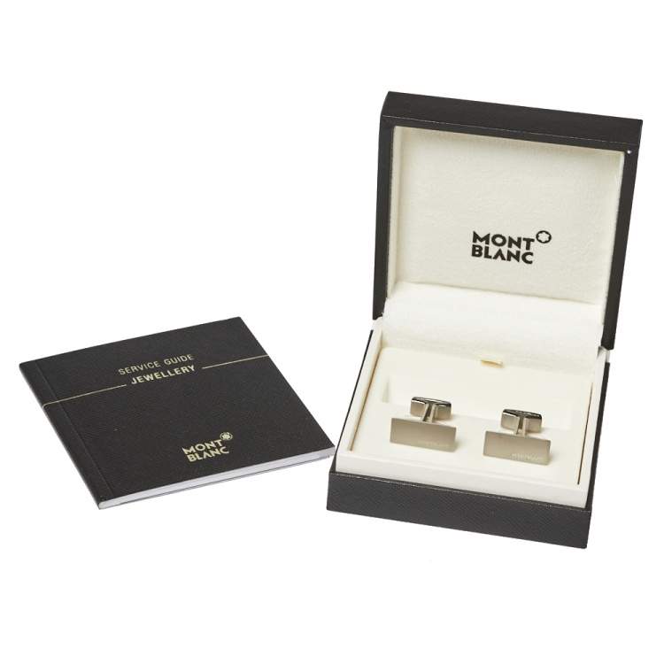 Pre Owned Montblanc Brushed Stainless Steel 'M' Rectangular Cufflinks