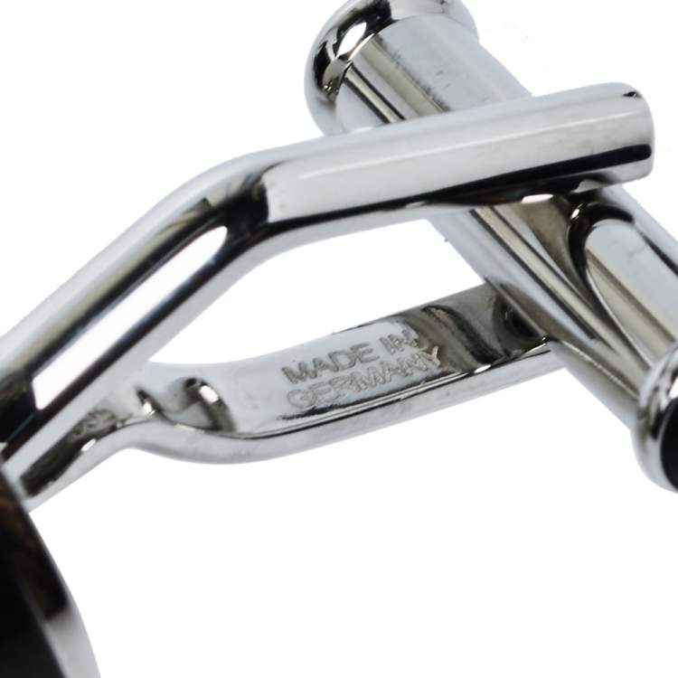 Pre Owned Montblanc Silver Tone & Blue Glass Round Star Cufflinks