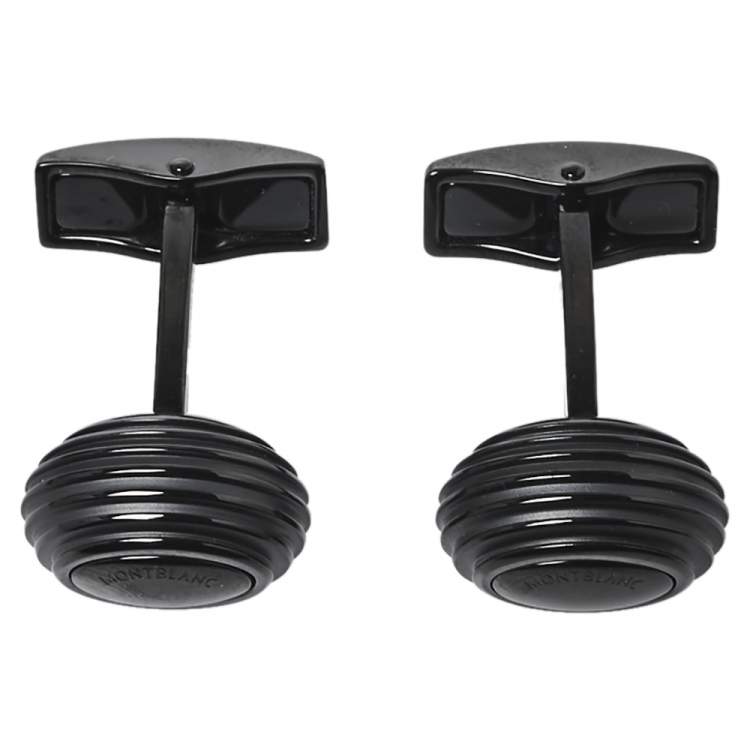 Pre Owned Montblanc Black PVD Finish Stainless Steel Urban Speed Ball Cufflinks