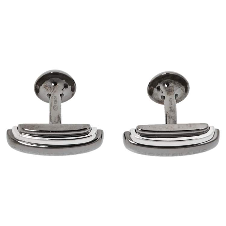 Pre Owned Montblanc Silver Rectangular Cufflinks