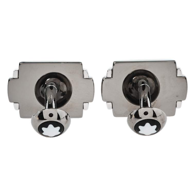 Pre Owned Montblanc Silver Rectangular Cufflinks