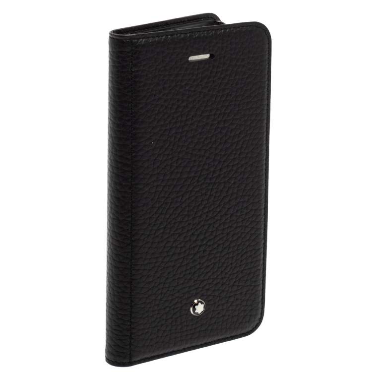 Pre Owned Montblanc Black Leather Sartorial iPhone 8 Flip Case