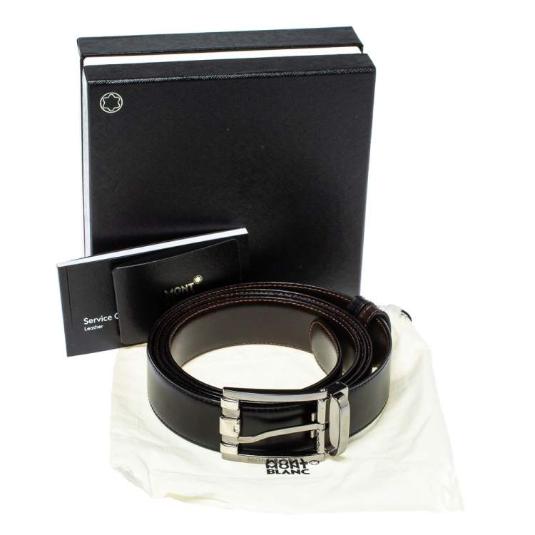 Pre Owned Montblanc Black/Brown Leather Casual Line Reversible Belt 105CM
