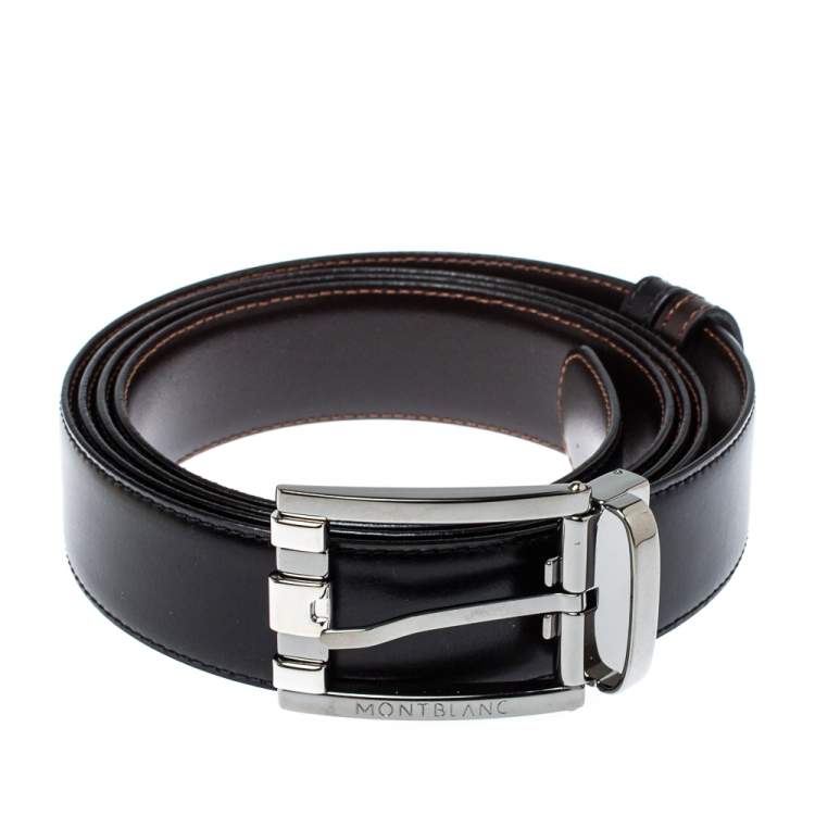 Pre Owned Montblanc Black/Brown Leather Casual Line Reversible Belt 105CM
