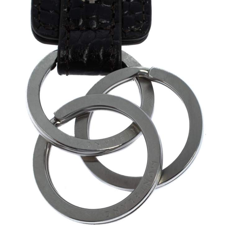 Pre Owned Montblanc Black Croc Embossed Leather Meisterstuck Key Fob