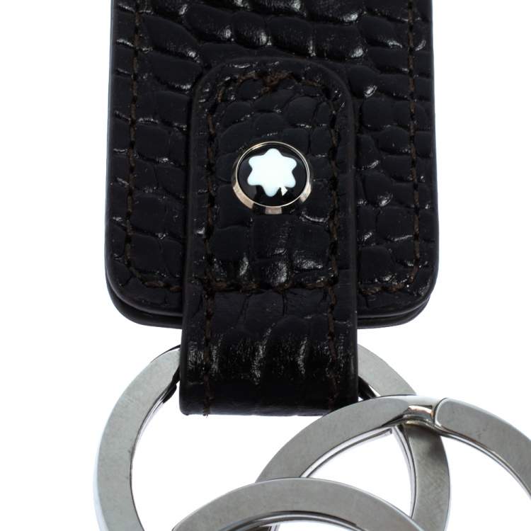 Pre Owned Montblanc Black Croc Embossed Leather Meisterstuck Key Fob