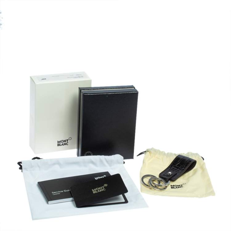 Pre Owned Montblanc Black Croc Embossed Leather Meisterstuck Key Fob