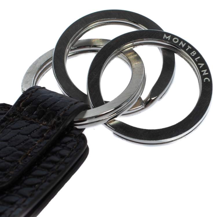 Pre Owned Montblanc Black Croc Embossed Leather Meisterstuck Key Fob