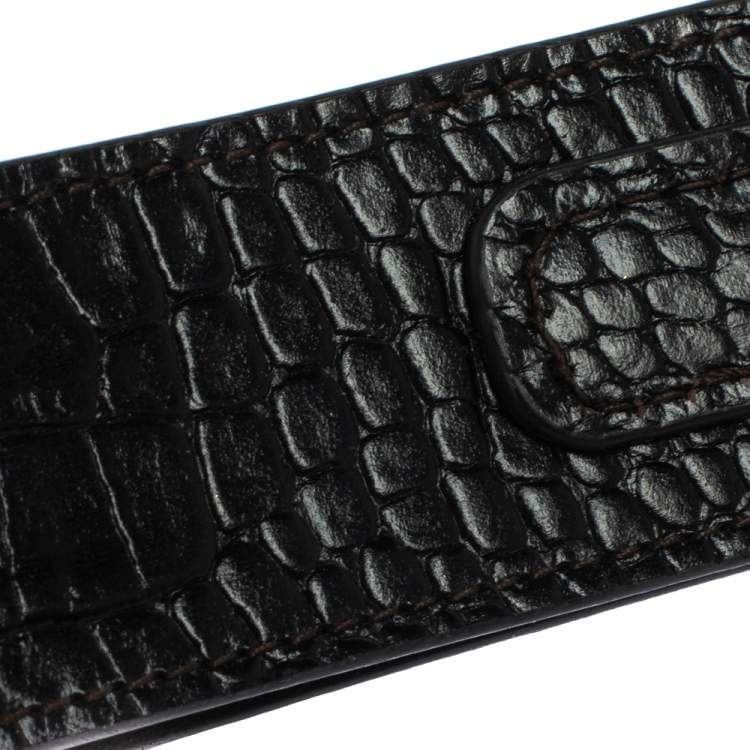 Pre Owned Montblanc Black Croc Embossed Leather Meisterstuck Key Fob