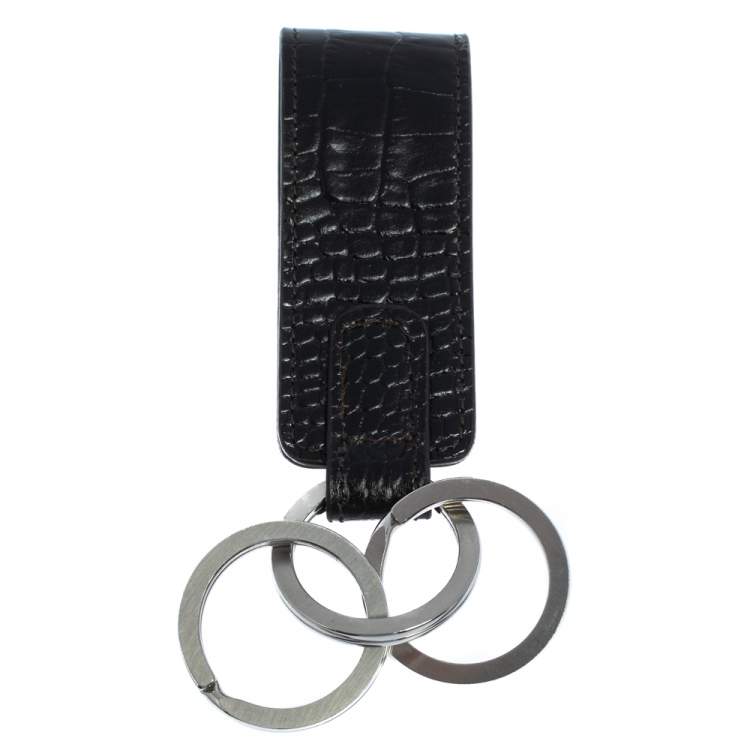 Pre Owned Montblanc Black Croc Embossed Leather Meisterstuck Key Fob