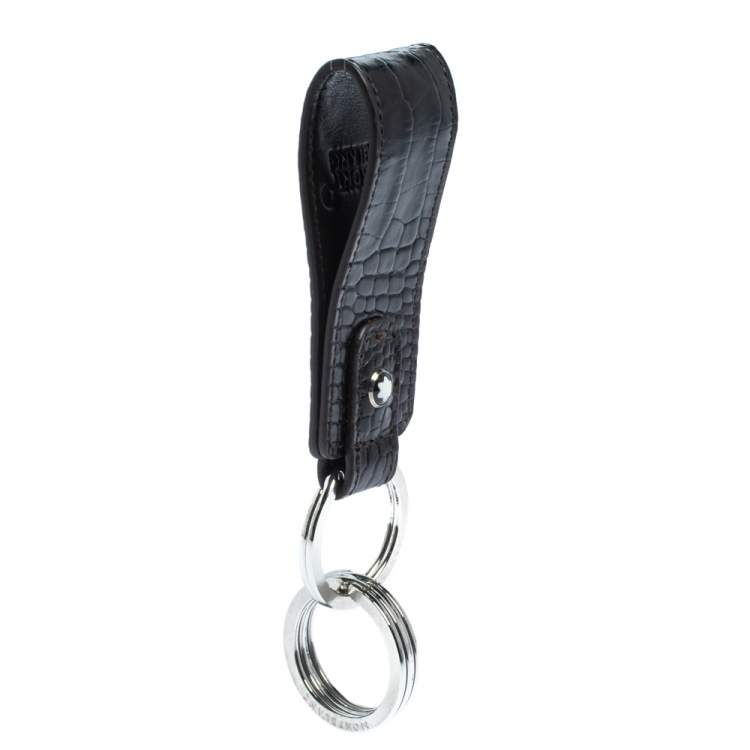 Pre Owned Montblanc Black Croc Embossed Leather Meisterstuck Key Fob
