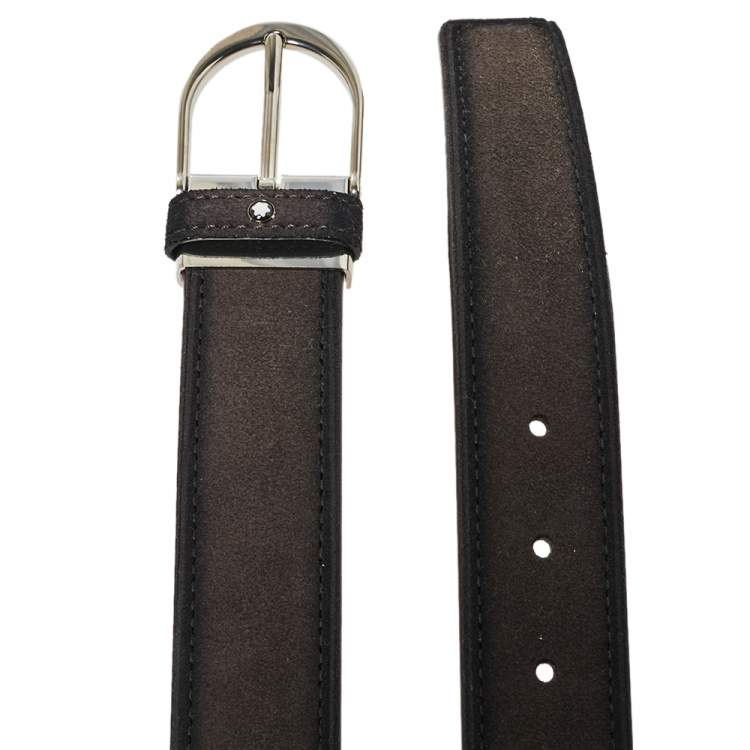 Pre Owned Montblanc Ombre Grey Suede Casual Buckle Belt 120CM