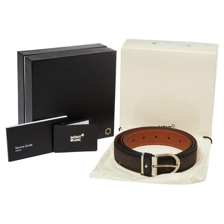 Pre Owned Montblanc Ombre Grey Suede Casual Buckle Belt 120CM