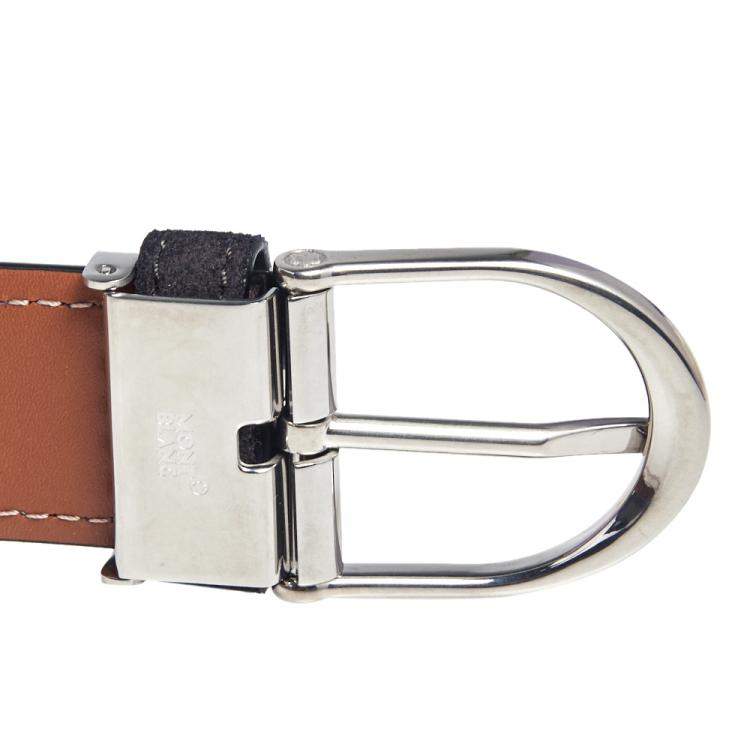Pre Owned Montblanc Ombre Grey Suede Casual Buckle Belt 120CM